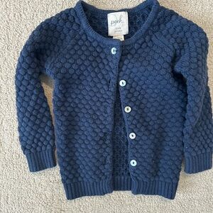 Peek toddler girls navy textured cardigan 12-18 months 100% cotton